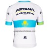 Completo Maglia + Pantaloncino con bretelle 2022 Astana Qazaqstan Campione Kazako Manica Corta Blu Bianco